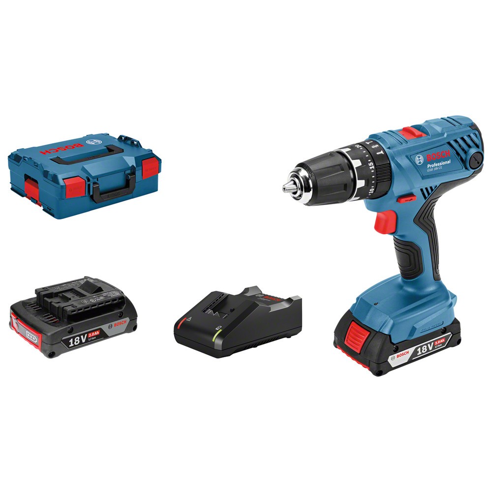 Bosch GSB 18V-21 PROFESSIONAL 1800 RPM Keyless 1.2 Kg Black, Blue, Red