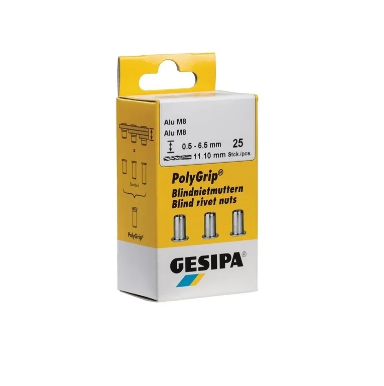 Blindnietmutter PolyGrip® Nietschaft Dxl 11x20mm M8 Alu 25 St. GESIPA