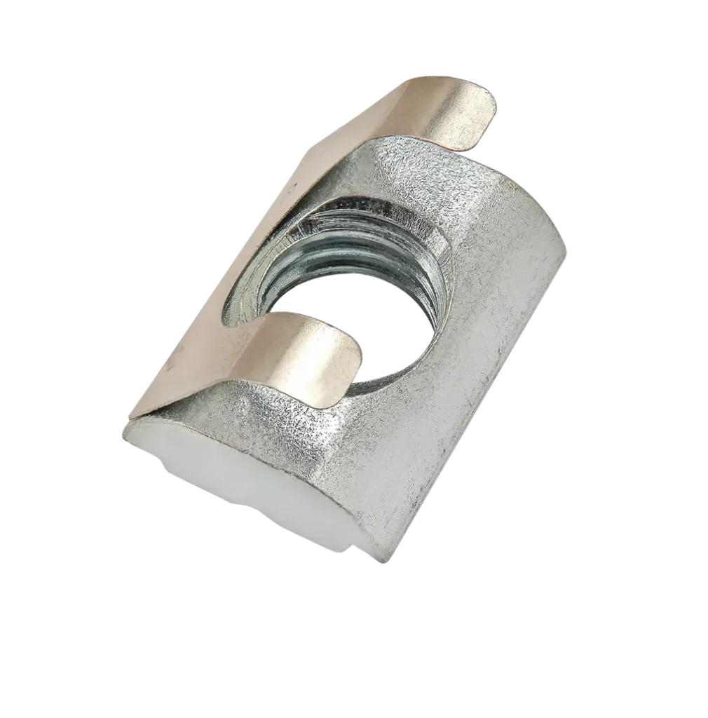 [RK0594] Nutenstein M8 x Nute 8 mit Steg und Federblech BDS