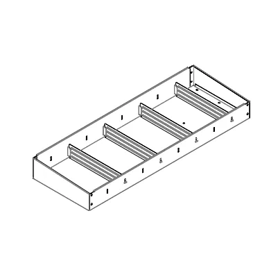 ABSCHLUSSREGAL 1.014X110X410 MIT 4 TRENNWÄNDEN + ANTIRUTSCHMATTE